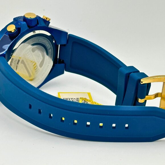 BRAND NEW Invicta Mens Watch Caged Dial Blue Case/Blue Strap Gold Tone Dial - Picture 9 of 10